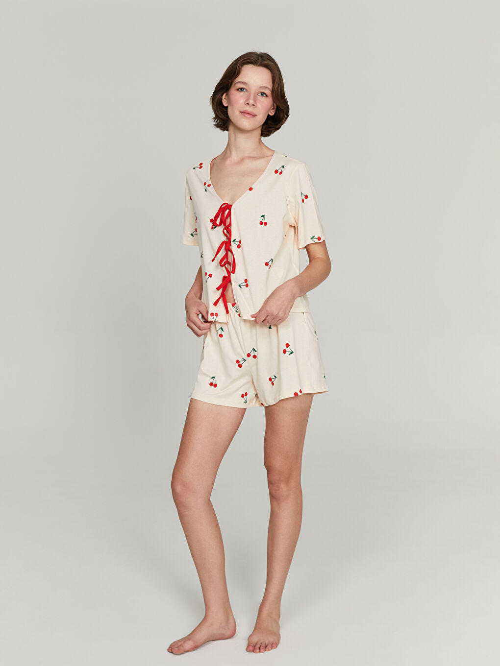 Woman ECRU Shortie Pyjama Set -S5PS19Z8-LRA