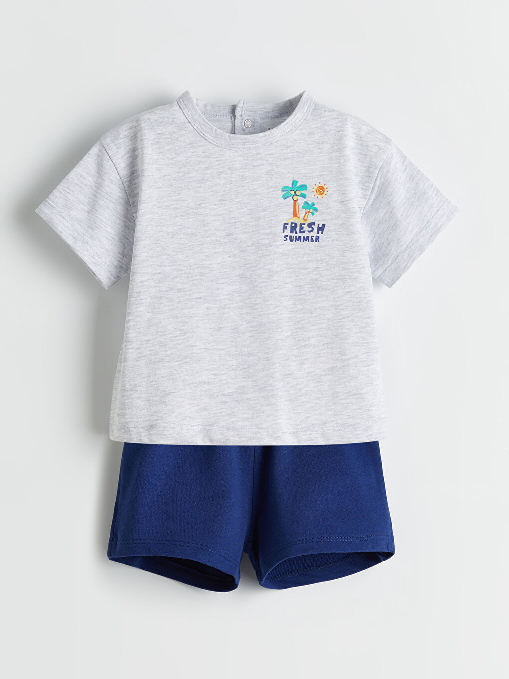 LCW baby Beyaz Baskılı Erkek Bebek Tişört ve Şort 2'li