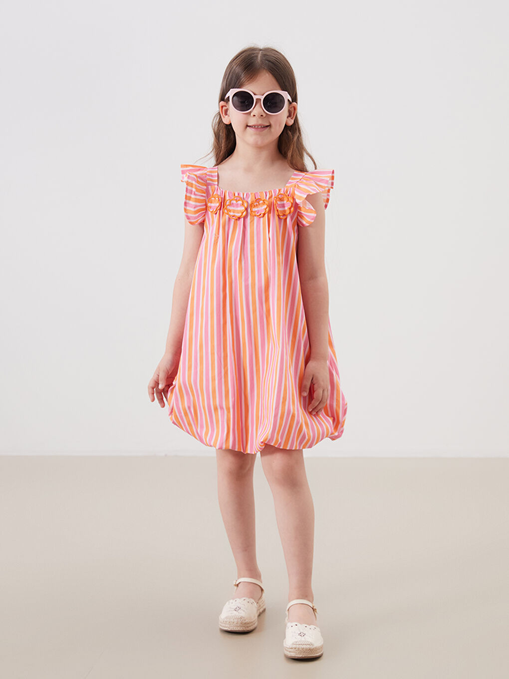LCW Kids Crew Neck Girls' Poplin Dress -S5PS37Z1-LGZ