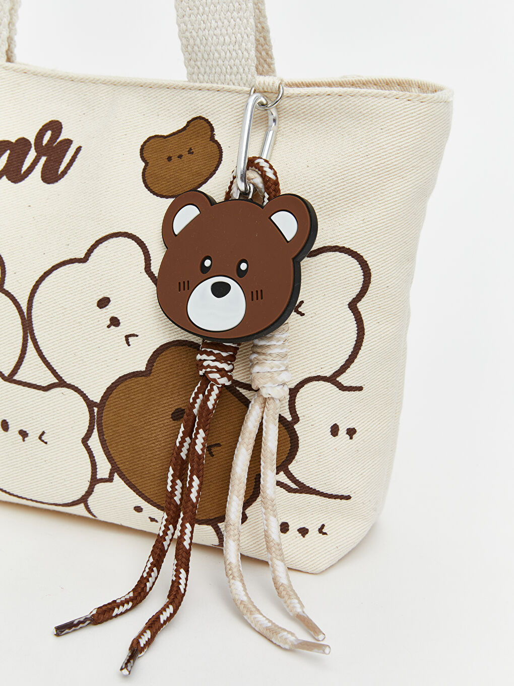 Kahverengi Ayı Baskılı Kanvas Kız Çocuk Kol Çantası-2