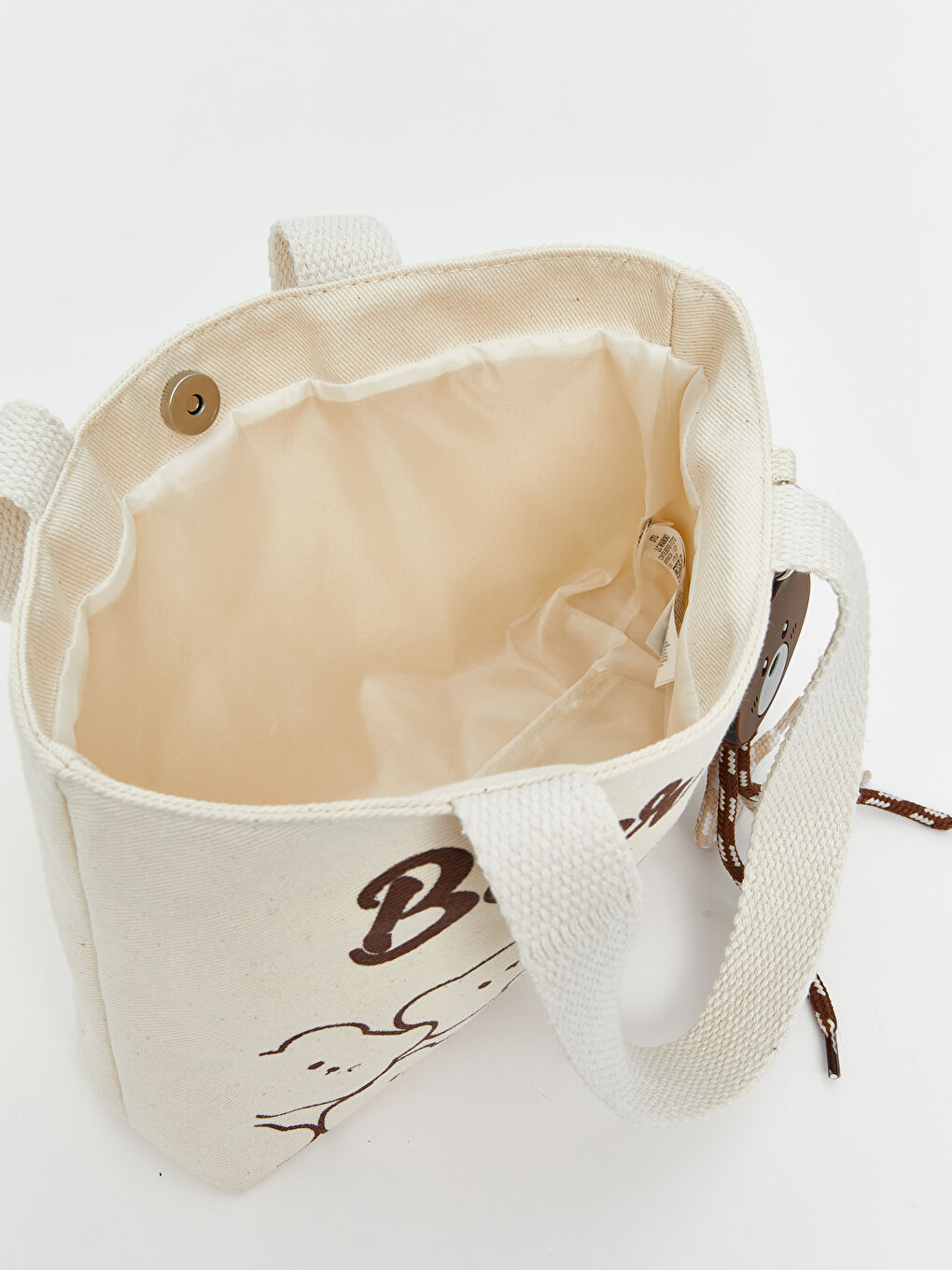 Kahverengi Ayı Baskılı Kanvas Kız Çocuk Kol Çantası-3