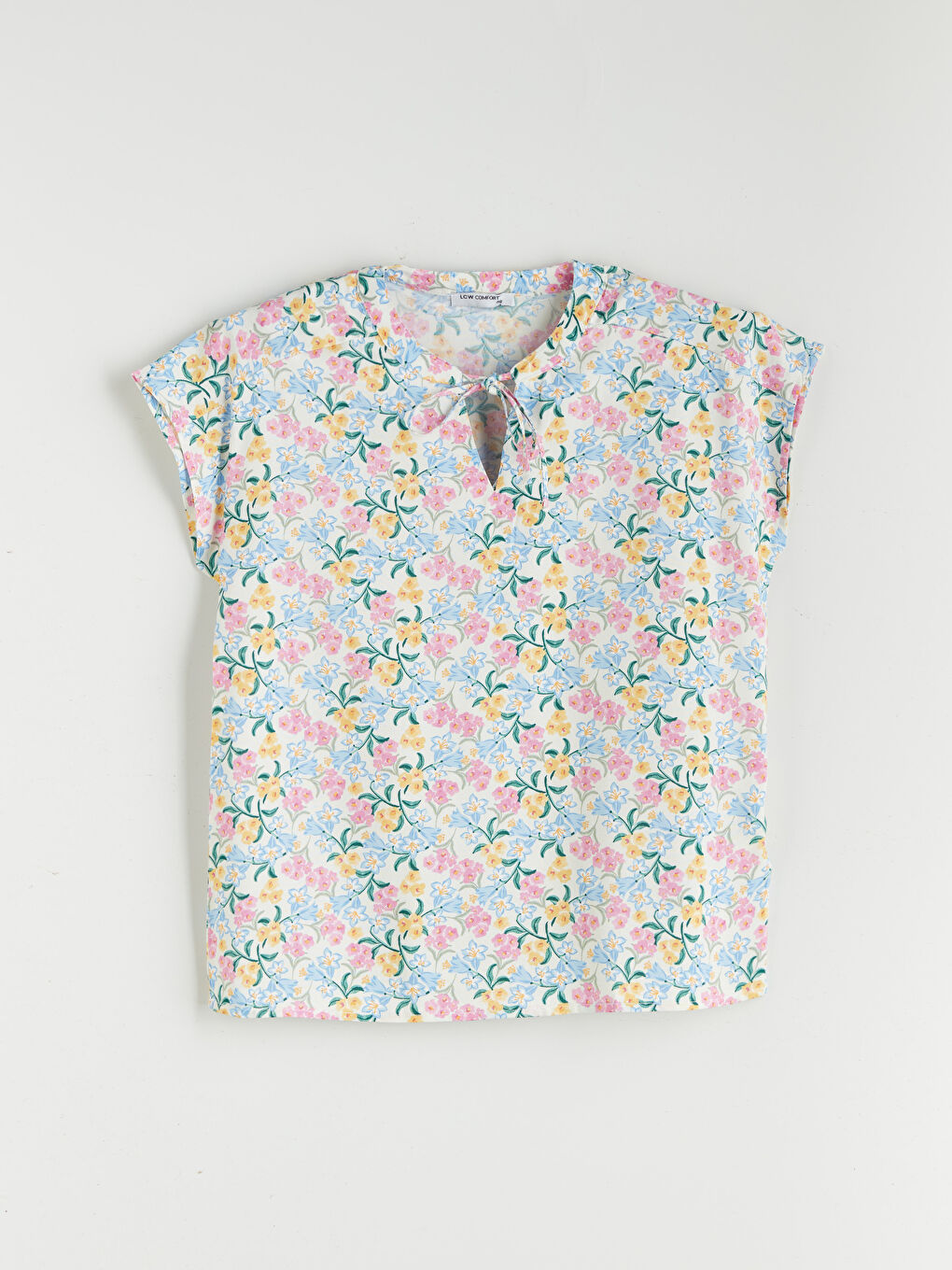 LCW Comfort Tie Neck Floral Blouse -S5PS55Z8-F9C