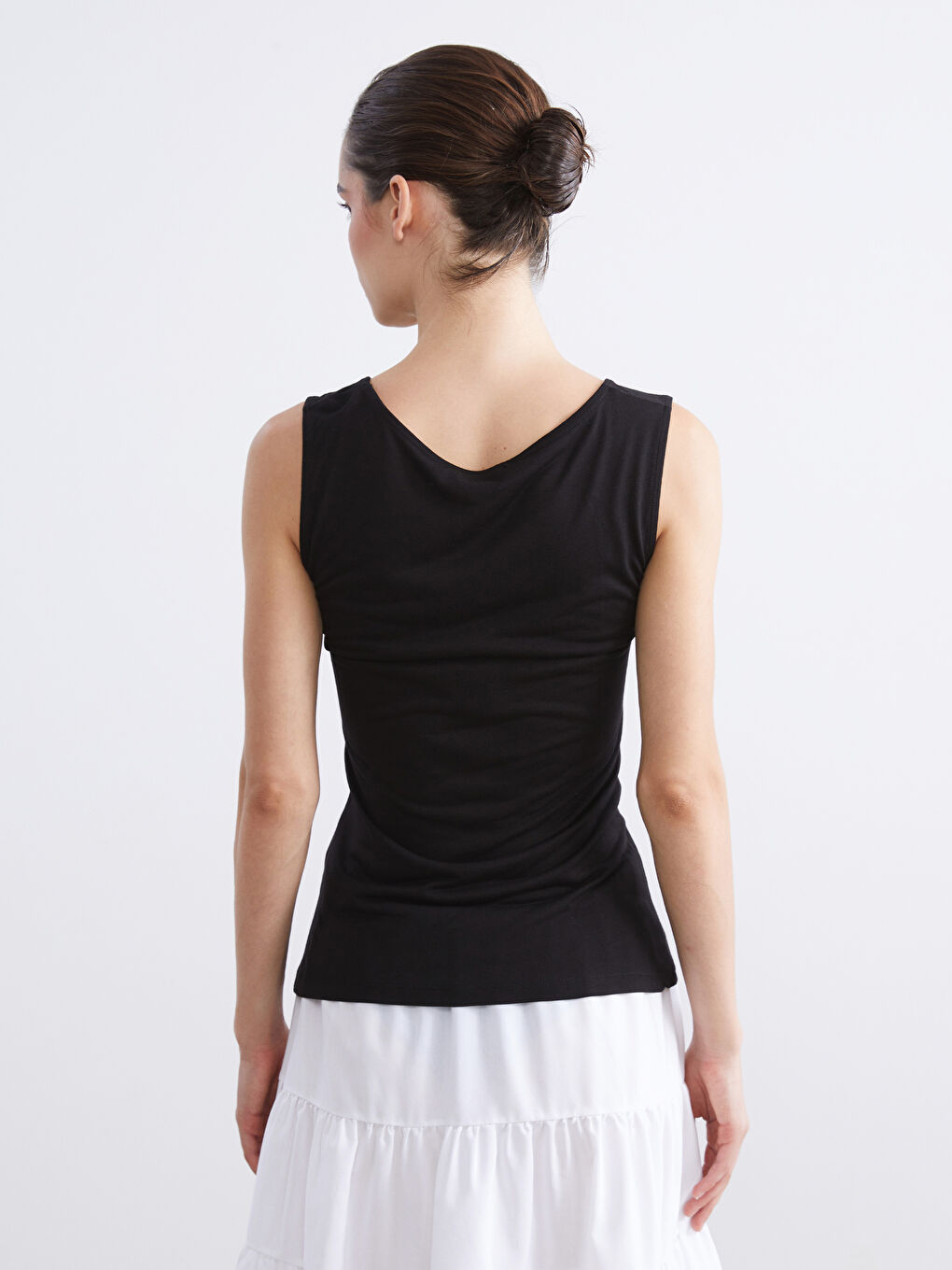 Siyah Bisiklet Yaka Büzgülü Bluz-3