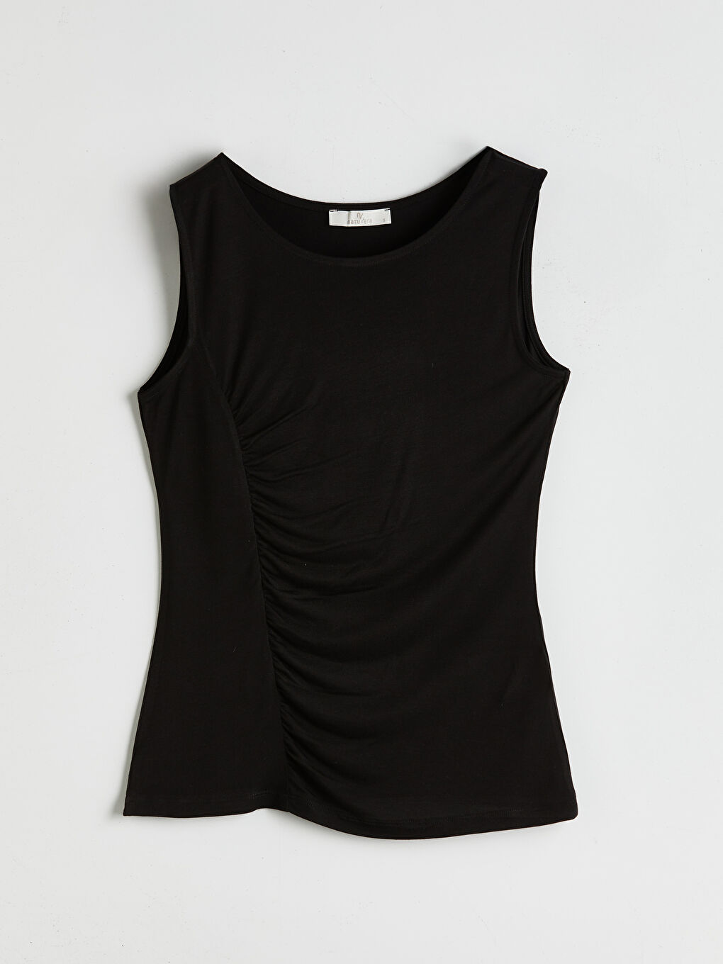 Siyah Bisiklet Yaka Büzgülü Bluz-4