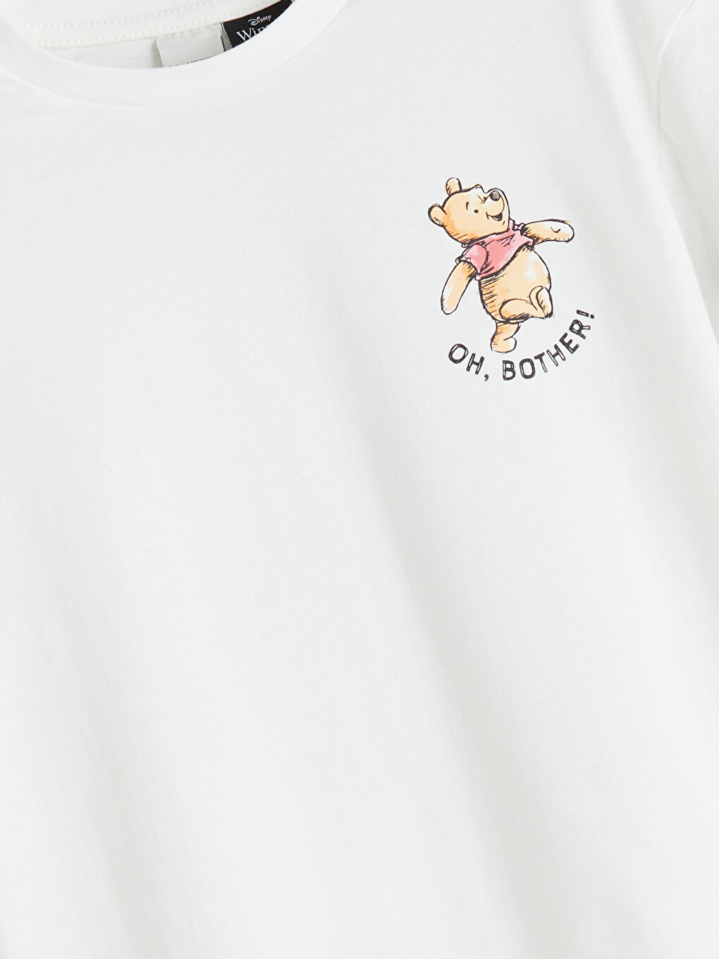 Ekru Bisiklet Yaka Winnie the Pooh Baskılı Kız Çocuk Tişört-2