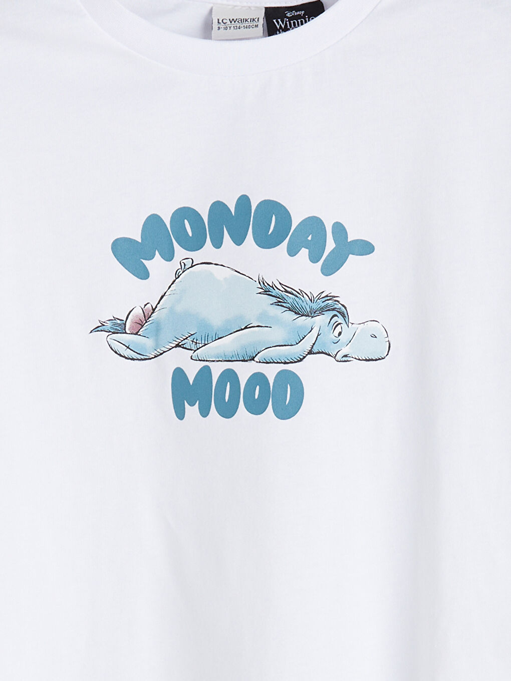 Beyaz Bisiklet Yaka Winnie the Pooh Baskılı Kız Çocuk Tişört-2