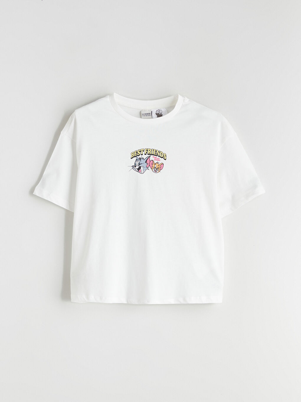 Ekru Tom & Jerry Baskılı Kız Çocuk Tişört-1