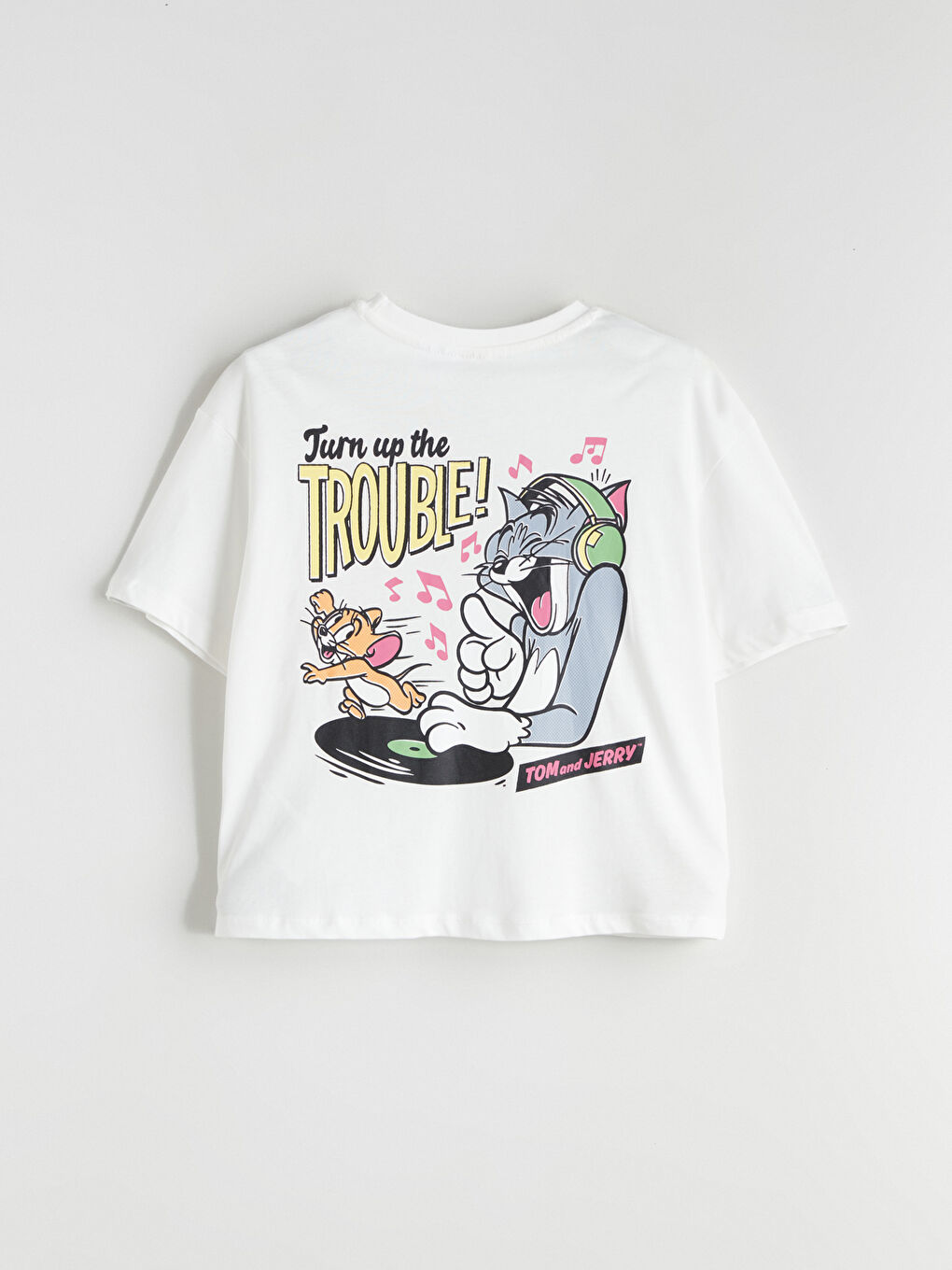 Ekru Tom & Jerry Baskılı Kız Çocuk Tişört-3