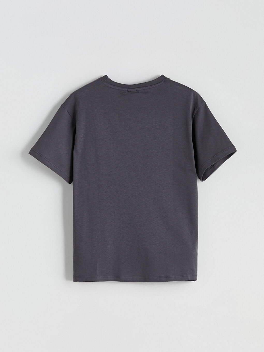 Gri Bisiklet Yaka AC/DC Baskılı Kısa Kollu Kız Çocuk Tişört-2