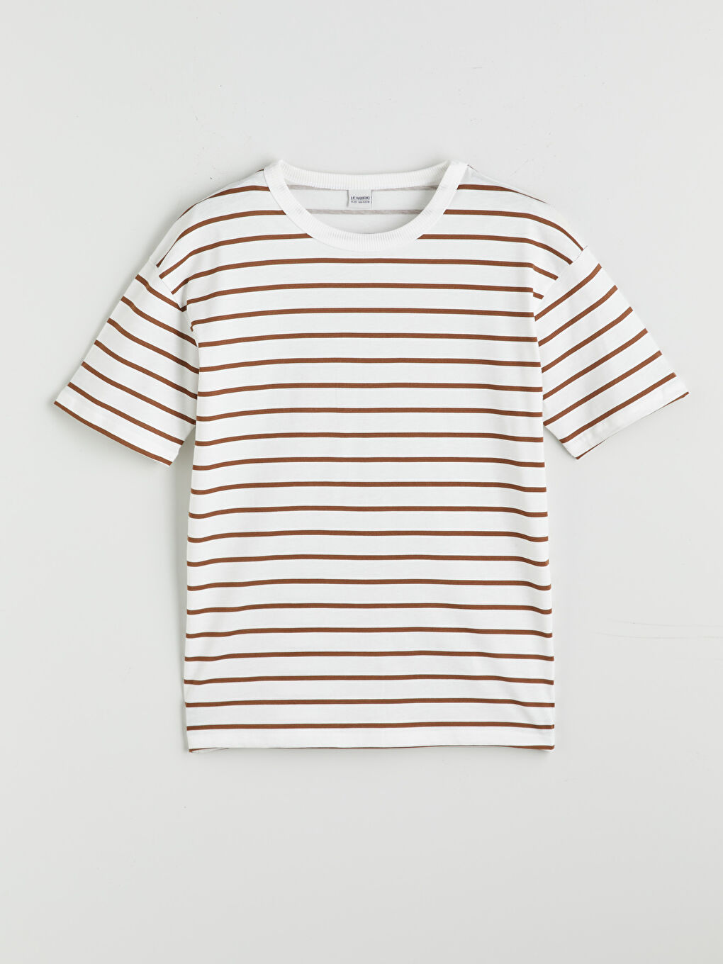 Bej Bisiklet Yaka Çizgili Erkek Çocuk Tişört