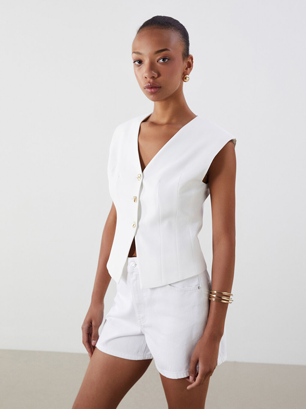 Woman ECRU Suit Waistcoat -S5PT59Z8-R9J