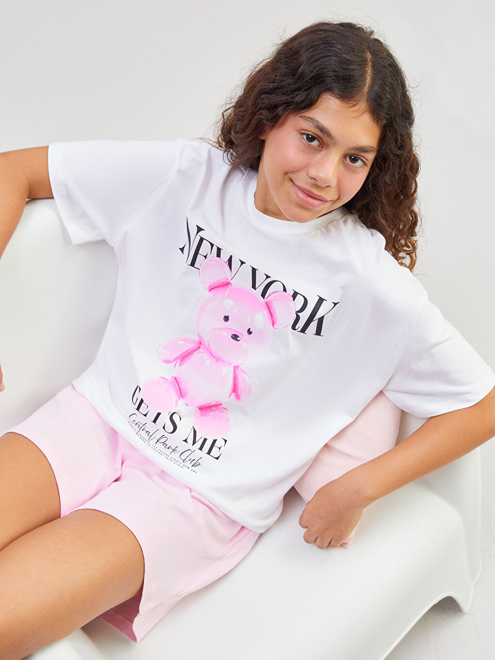 LCW Kids Crew Neck New York Printed Girls' T-Shirt -S5PT79Z4-FFB