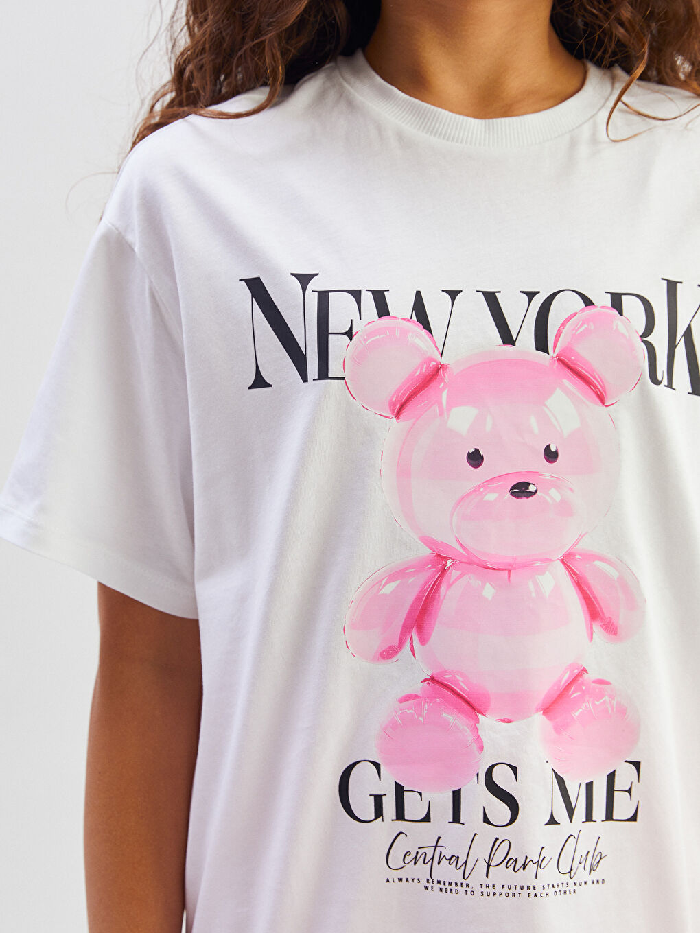 LCW Kids Crew Neck New York Printed Girls' T-Shirt -S5PT79Z4-FFB