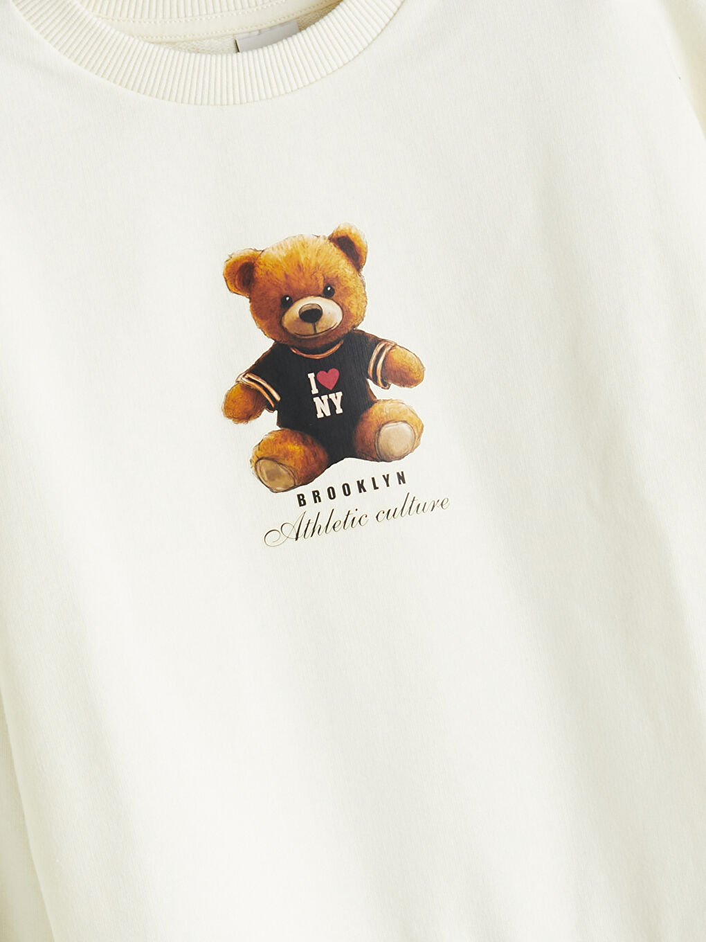 Ekru Bisiklet Yaka Kız Çocuk Sweatshirt ve Şort-2