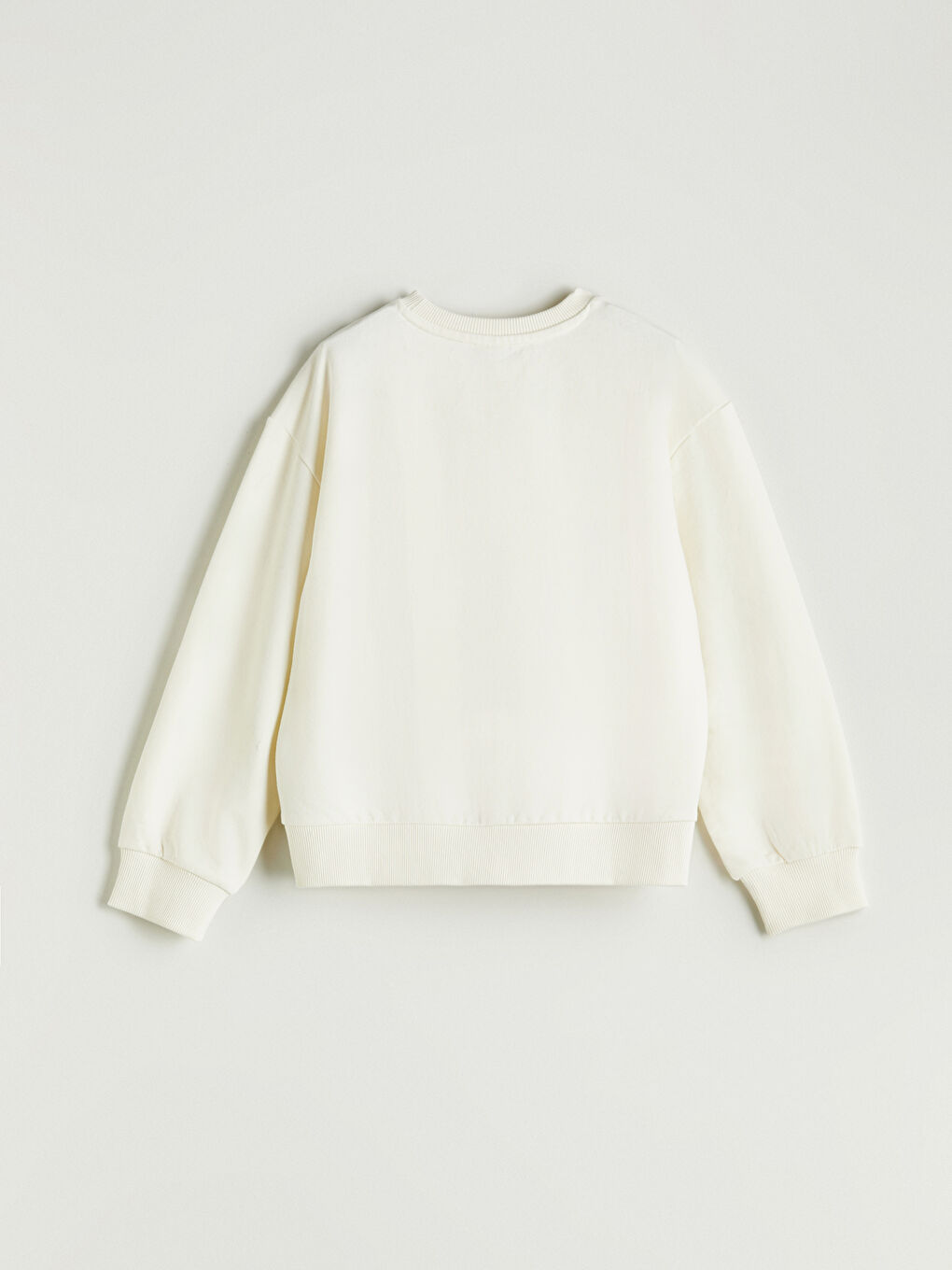 Ekru Bisiklet Yaka Kız Çocuk Sweatshirt ve Şort-3