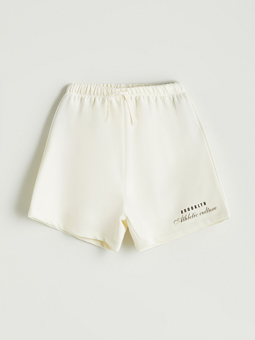 Ekru Bisiklet Yaka Kız Çocuk Sweatshirt ve Şort-4