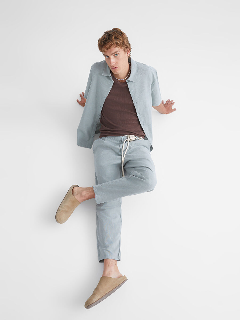 XSIDE Regular Fit Linen-Look Men's Trousers -S5PU09Z8-Z6C
