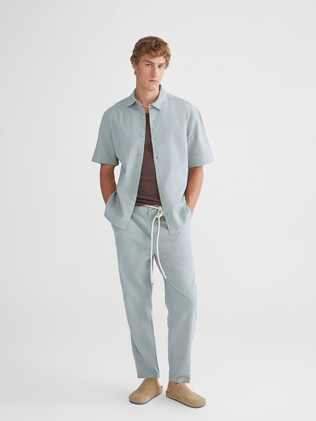 XSIDE Regular Fit Linen-Look Men's Trousers -S5PU09Z8-Z6C