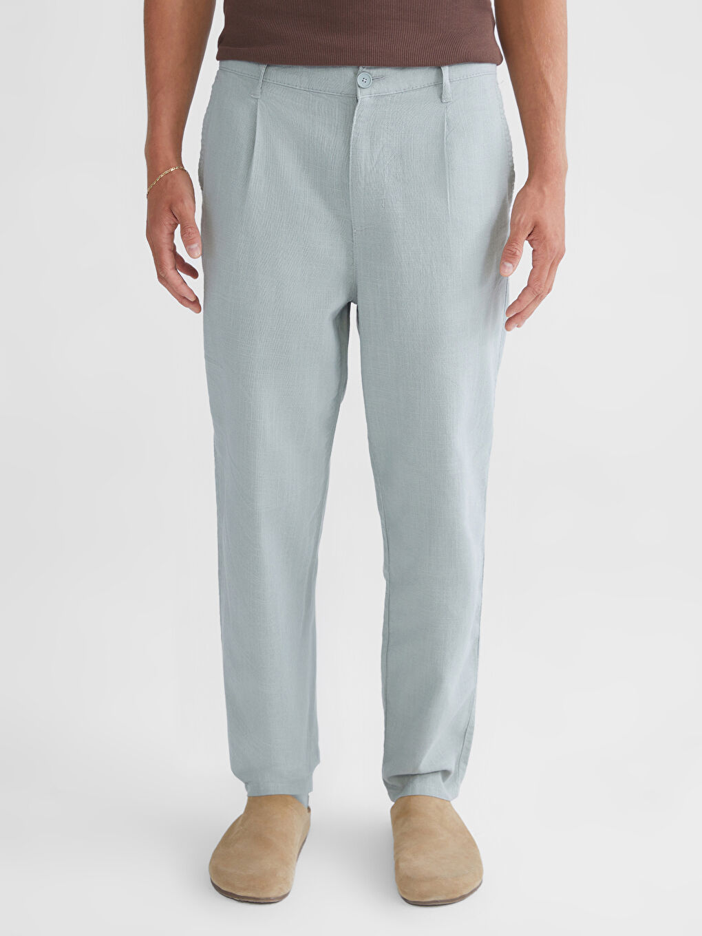 XSIDE Regular Fit Linen-Look Men's Trousers -S5PU09Z8-Z6C