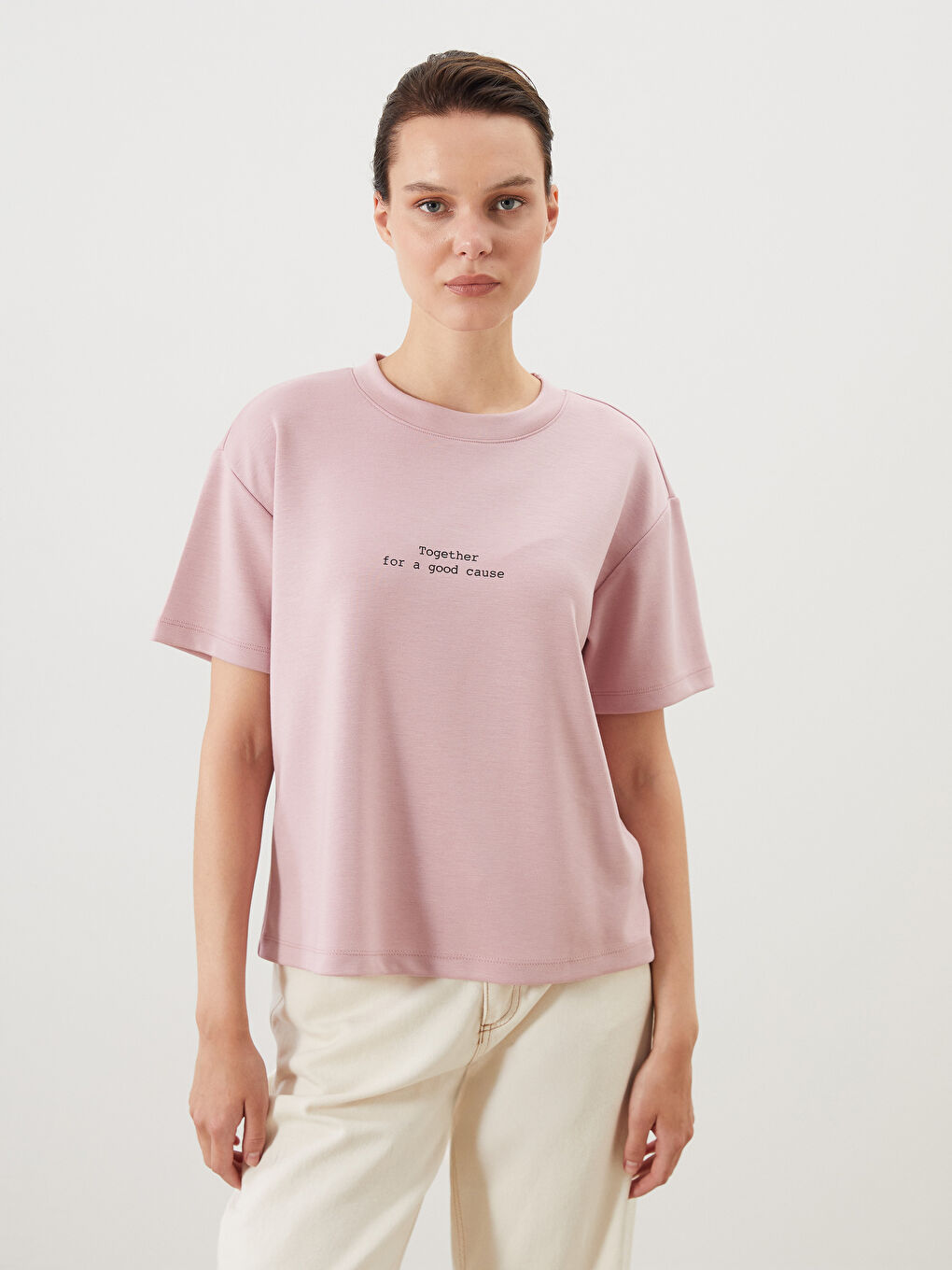 Crew Neck Printed Women's T-Shirt -S5PU46Z8-JH4