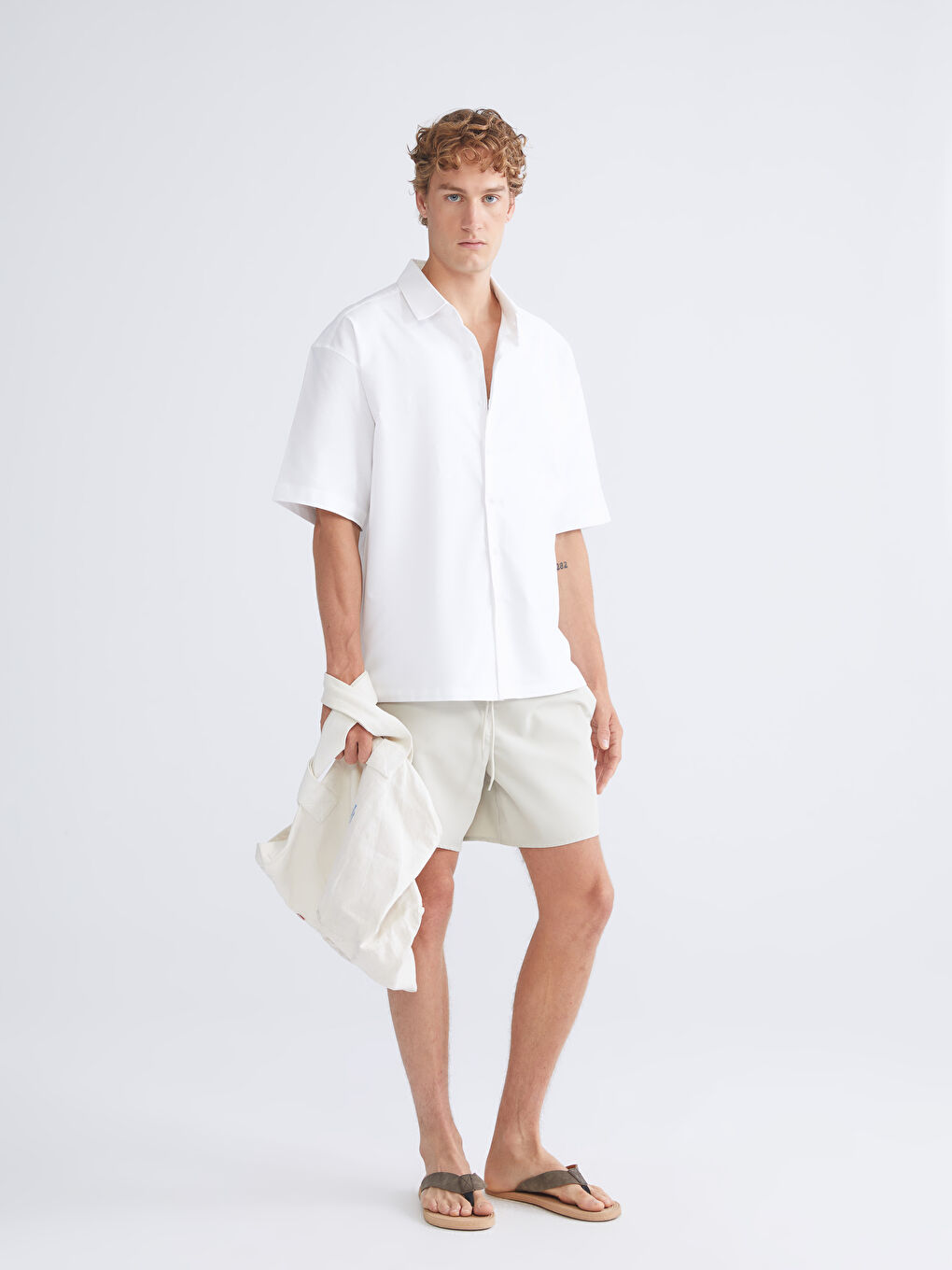 Gri Kısa Boy Erkek Deniz Şortu-1