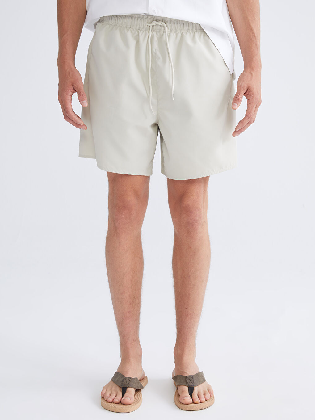 Gri Kısa Boy Erkek Deniz Şortu-2