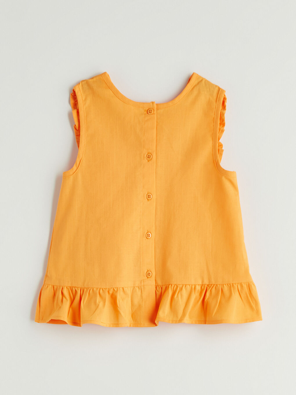 Turuncu Fırfır Detaylı Kruvaze Yaka Kız Çocuk Bluz-1