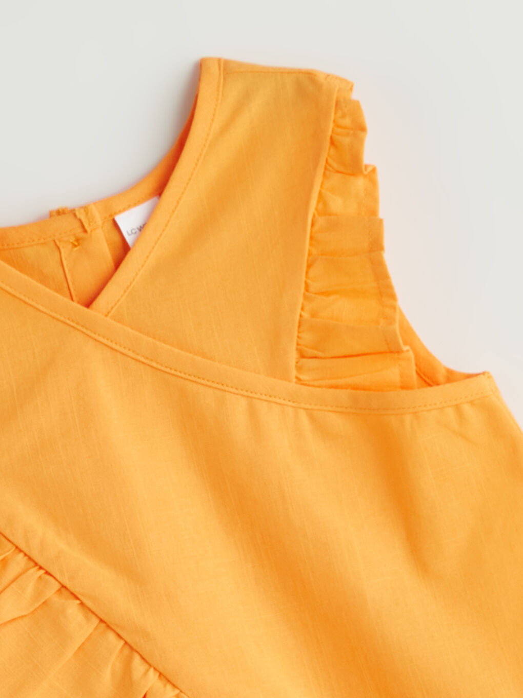 Turuncu Fırfır Detaylı Kruvaze Yaka Kız Çocuk Bluz-2