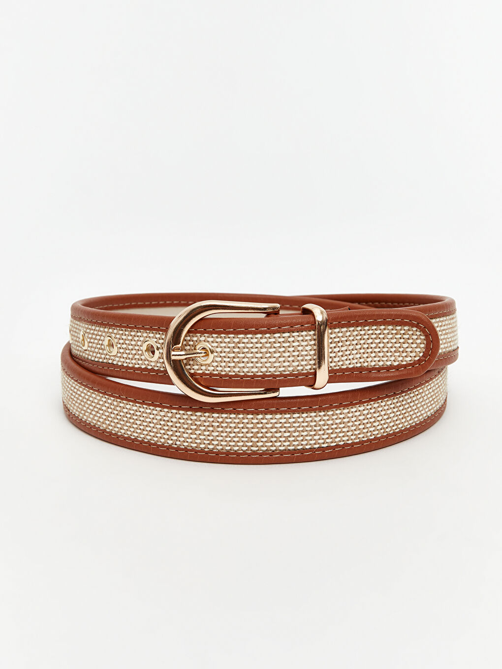 Bej Örgü Detaylı Kadın Kemer