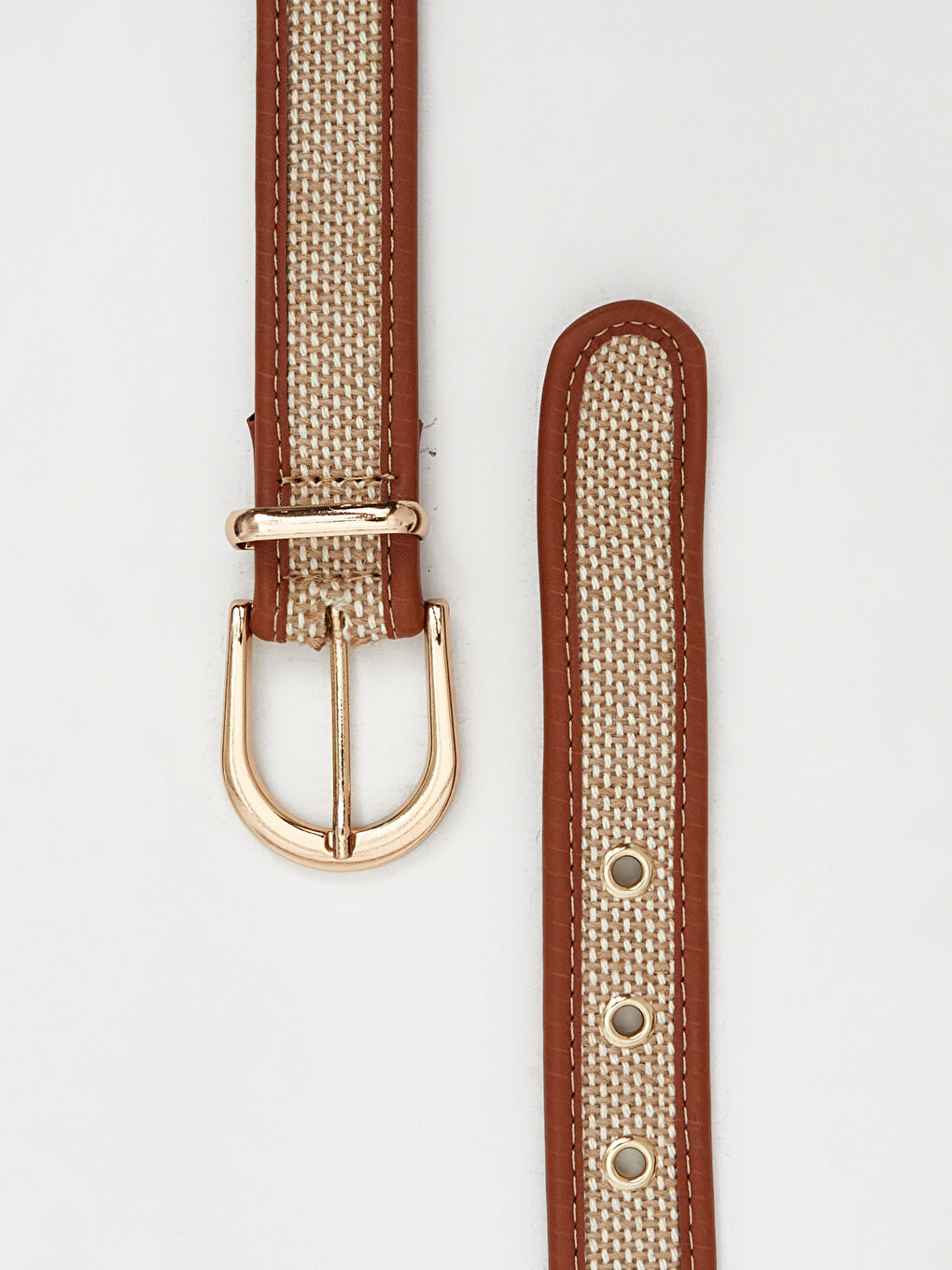 Bej Örgü Detaylı Kadın Kemer-2