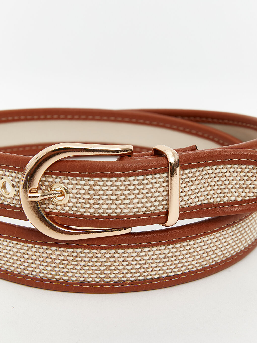 Bej Örgü Detaylı Kadın Kemer-3