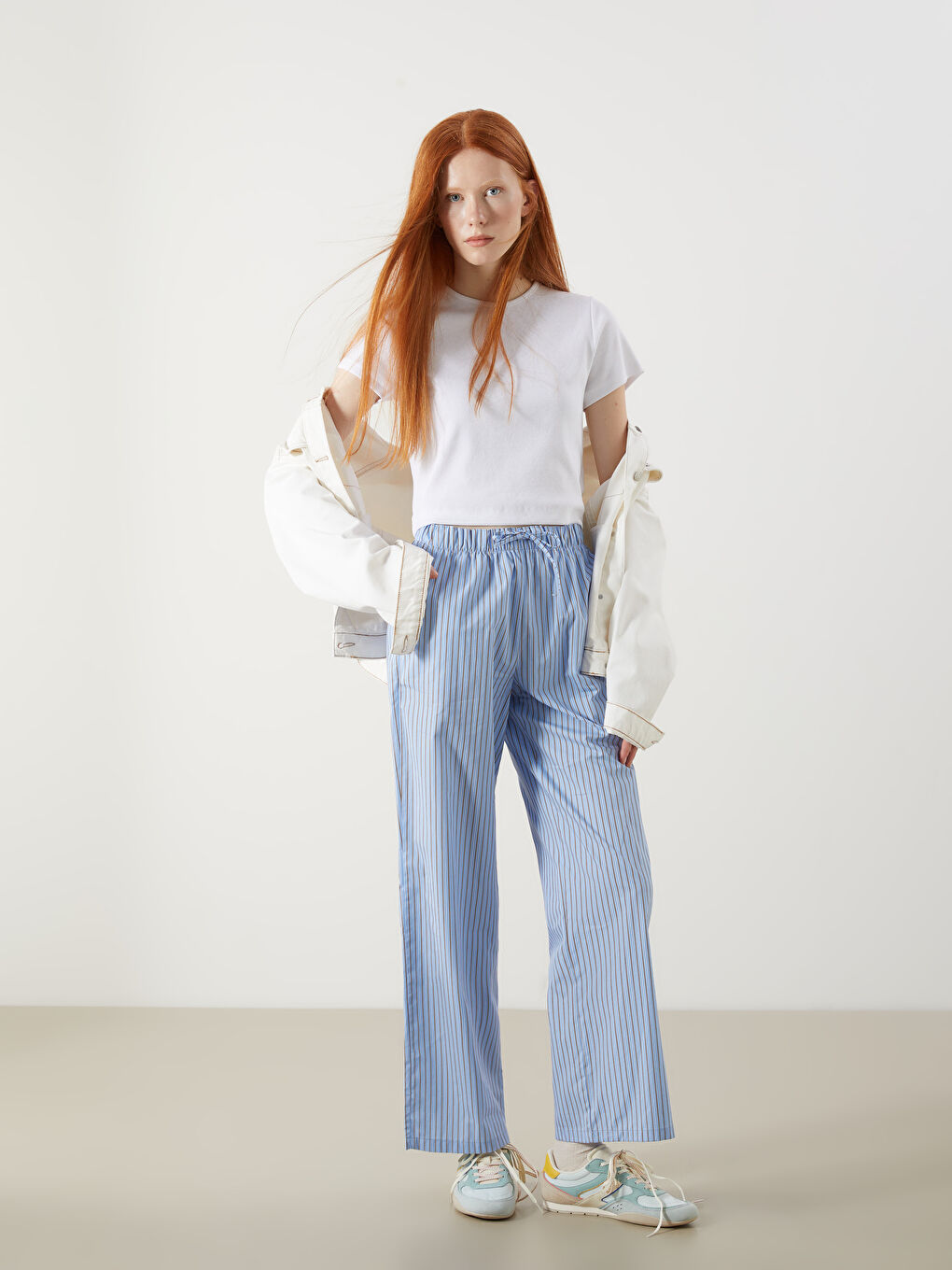 XSIDE Elastic Waist Striped Women's Trousers -S5PU82Z8-LEN
