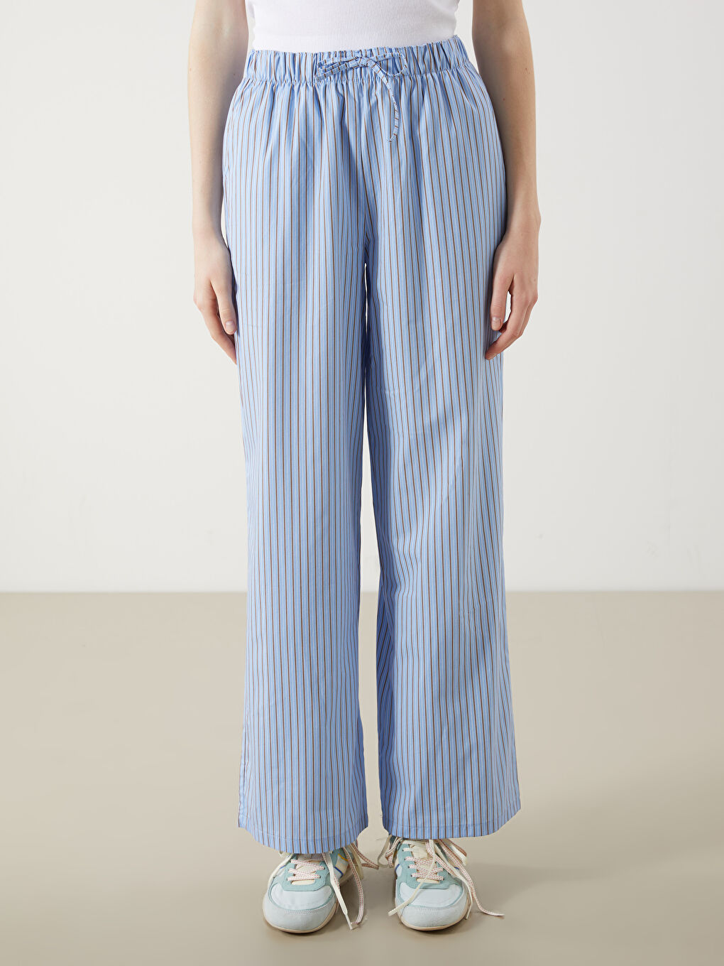 XSIDE Elastic Waist Striped Women's Trousers -S5PU82Z8-LEN