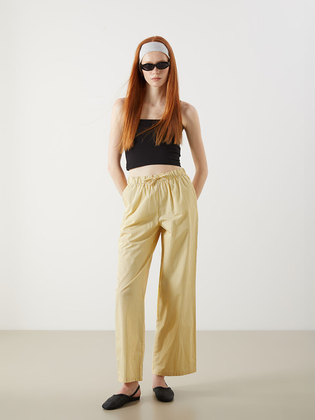 LC Waikiki Elastic Waist Striped Women's Trousers -S5PU83Z8-LKF
