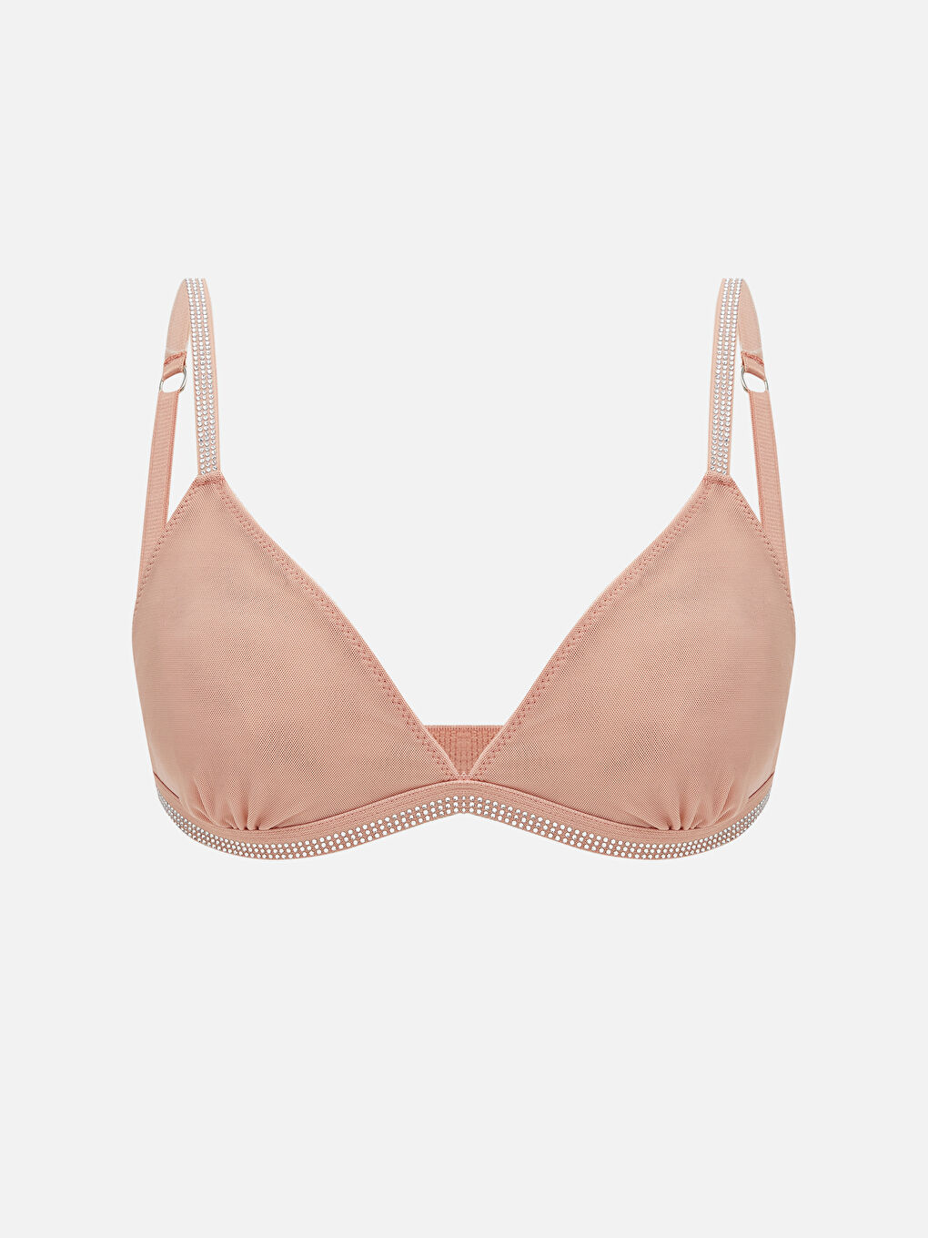 Pembe Balensiz Dolgusuz Parlak Taşlı Fantezi Sütyen