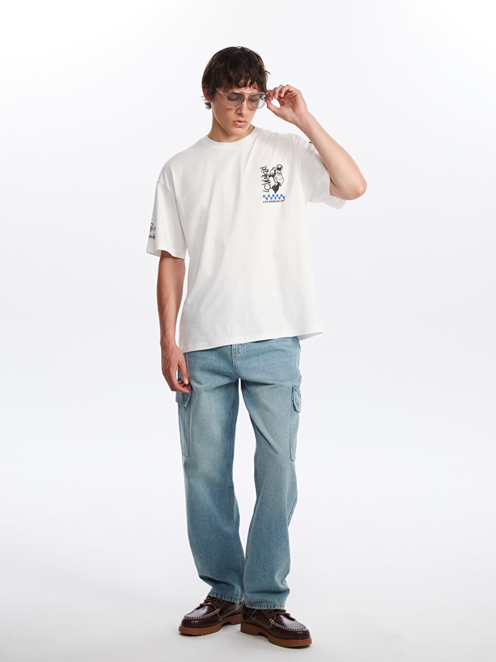 XSIDE Crew Neck Nostalgic Monkey Printed Combed Cotton Men's T-Shirt -S5PU89Z8-R9J