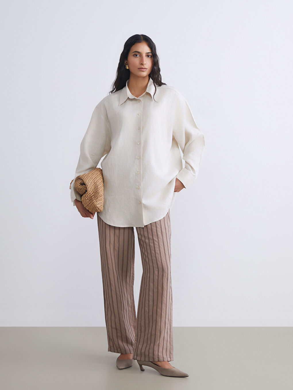 بنطلون للسيدات بخامة مزيج مودال بخصر مرن-1