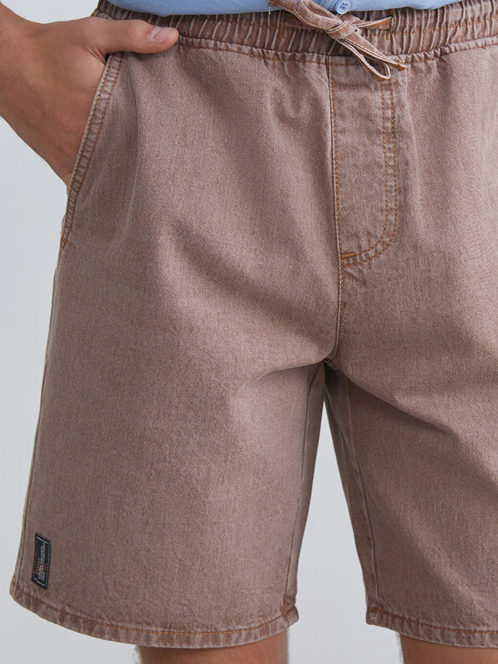 Pembe Rahat Kalıp Erkek Jean Şort-2