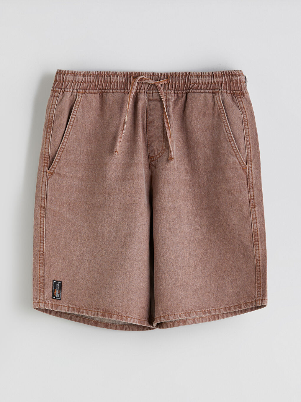 Pembe Rahat Kalıp Erkek Jean Şort-4