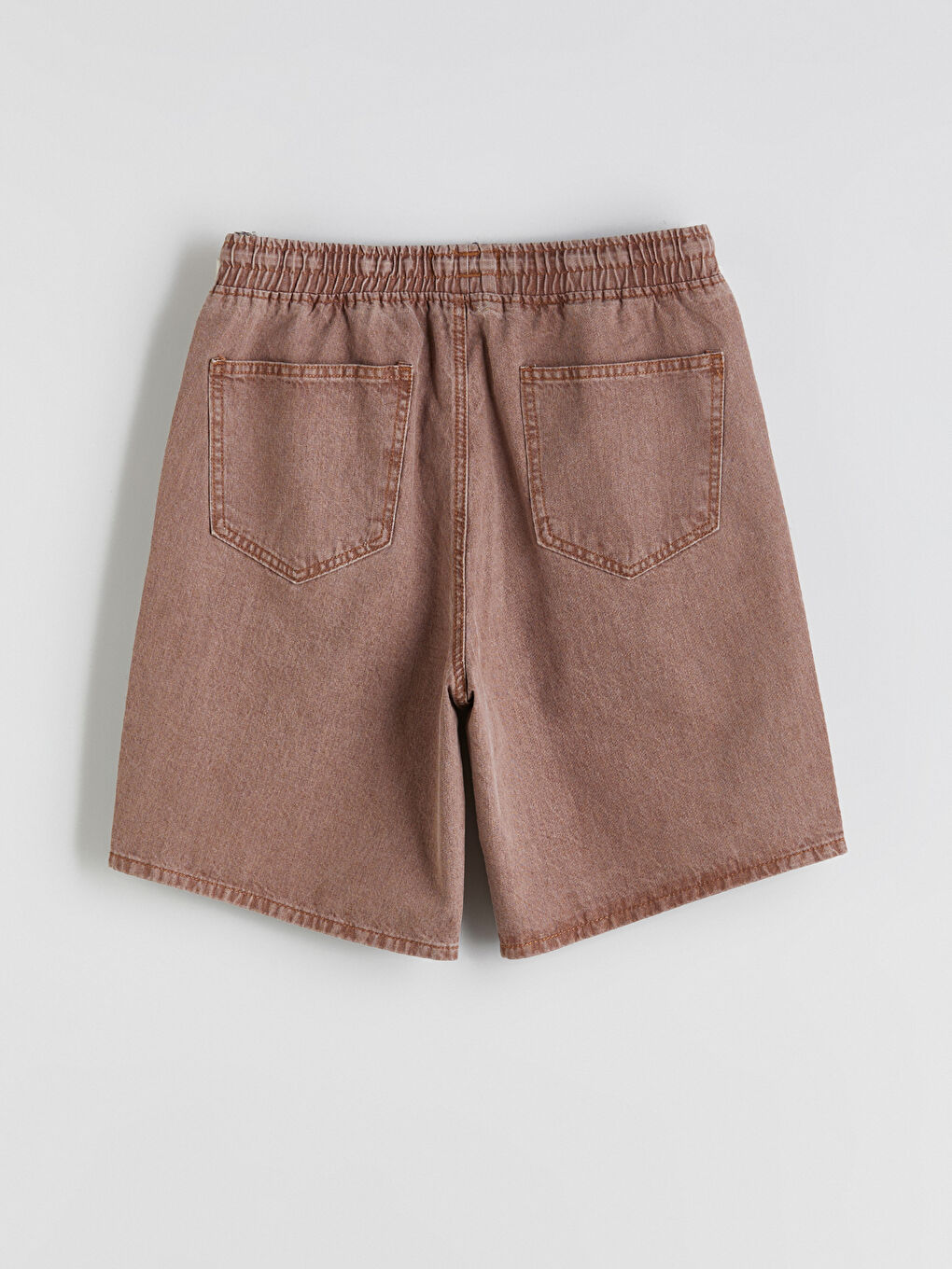 Pembe Rahat Kalıp Erkek Jean Şort-5