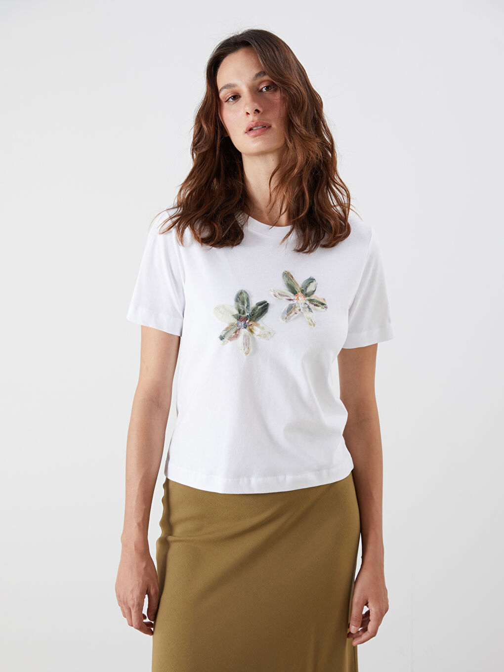LCW Vision Crew Neck Embellished Women's T-Shirt -S5PV21Z8-R9J
