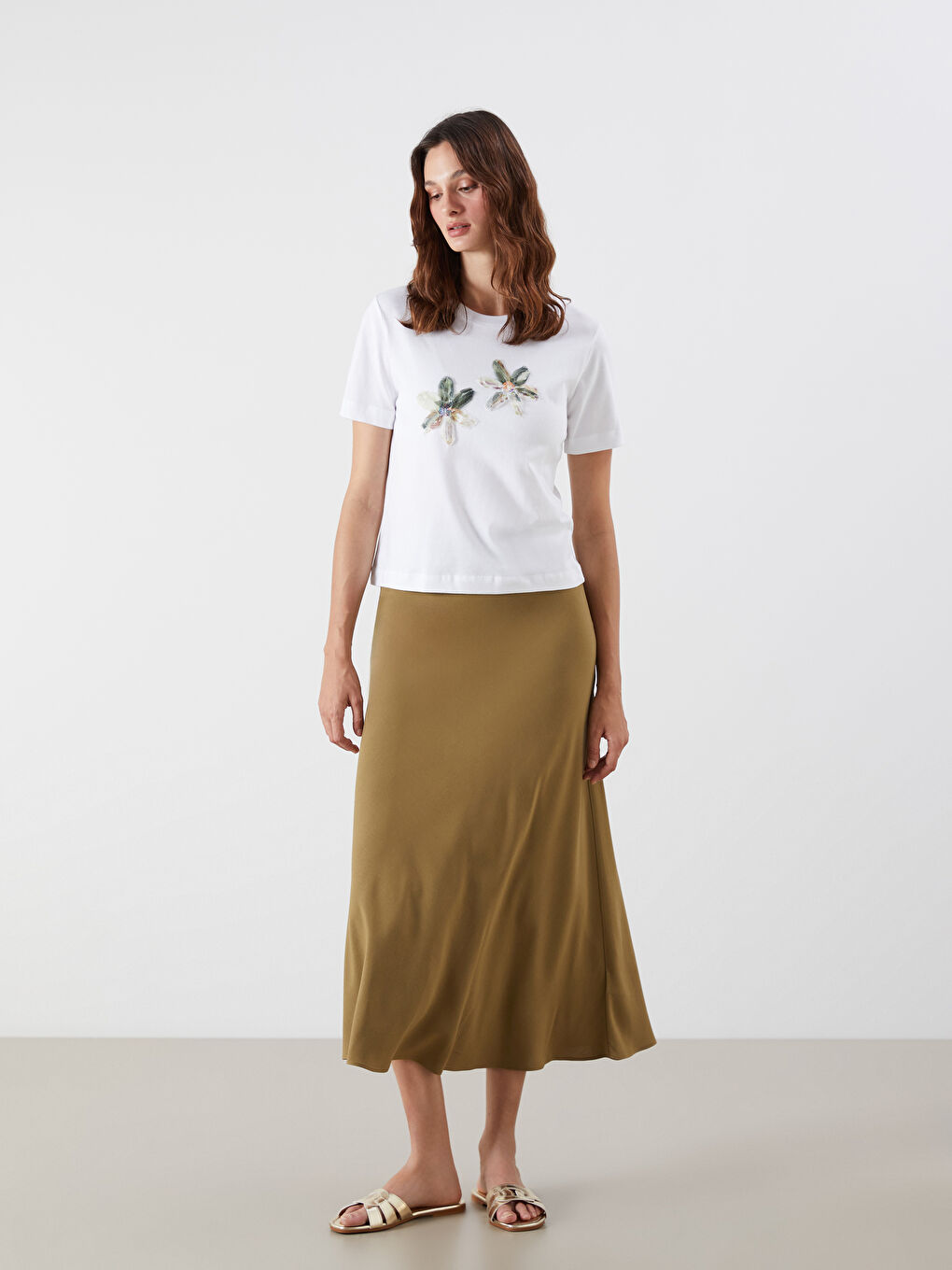 LCW Vision Crew Neck Embellished Women's T-Shirt -S5PV21Z8-R9J