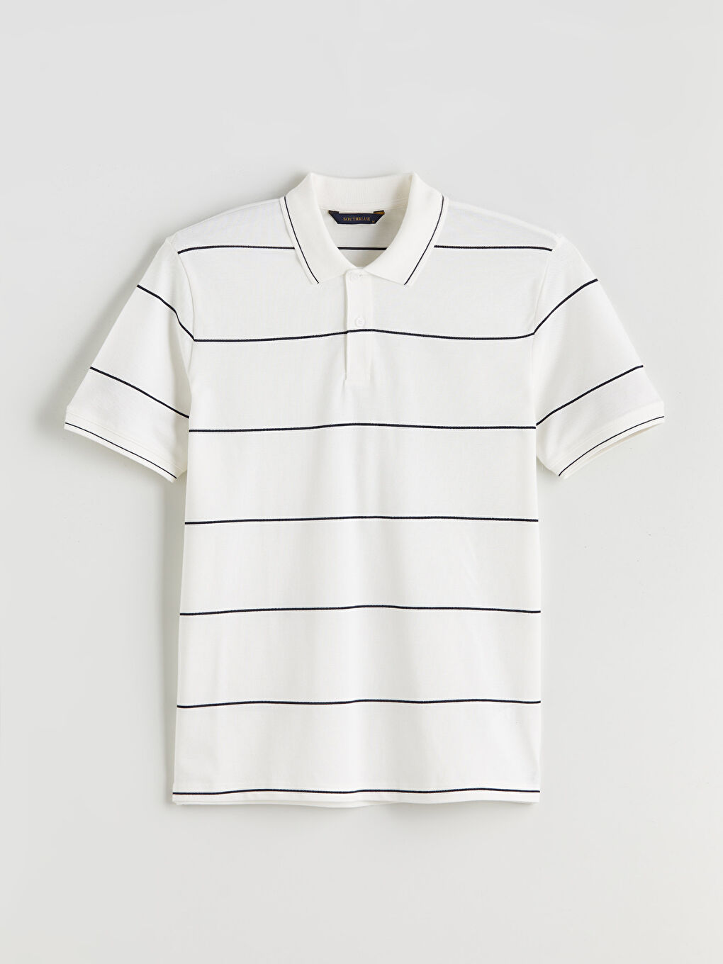Ekru Polo Yaka Çizgili Pike Erkek Tişört-4