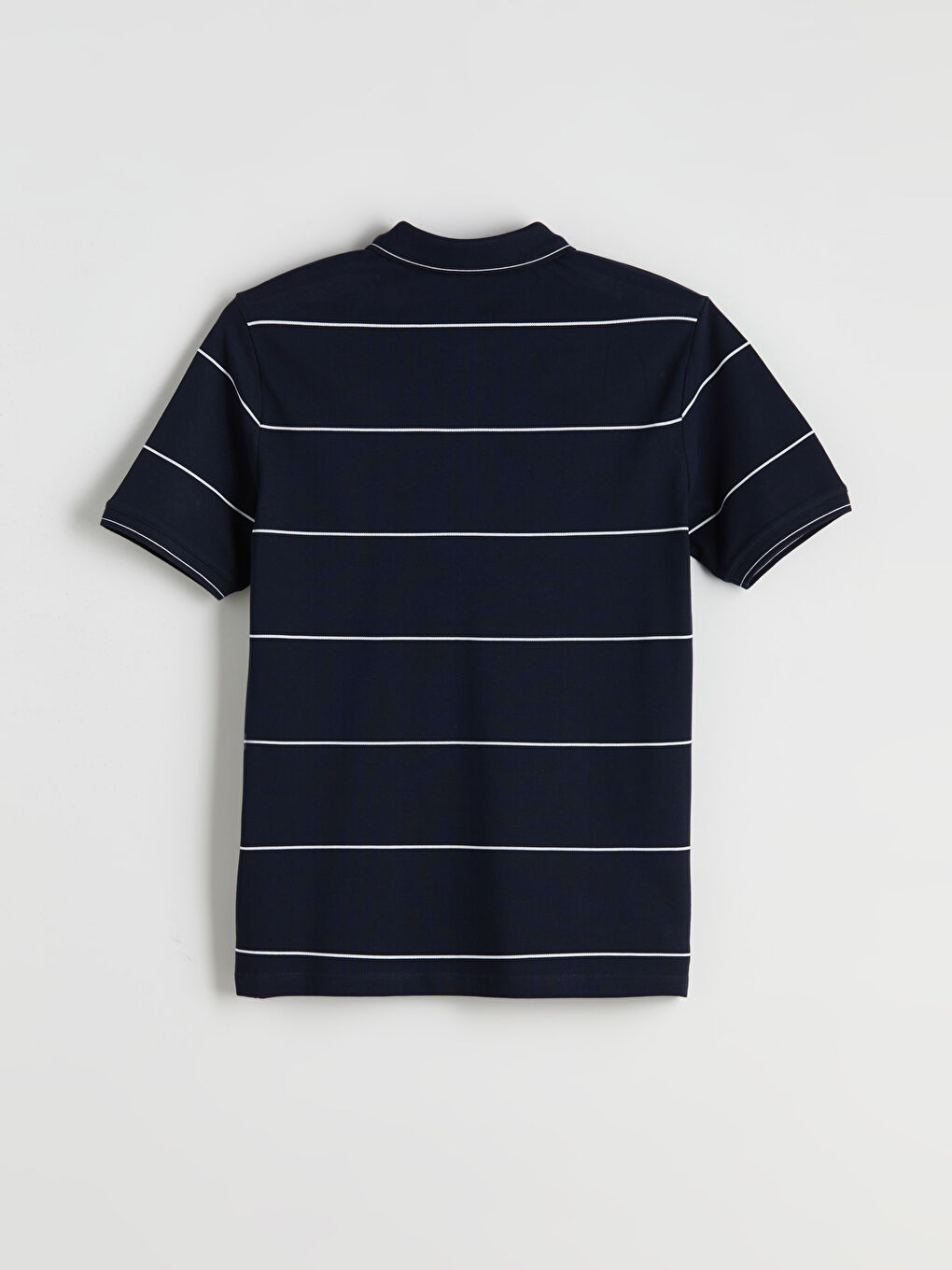 Lacivert Polo Yaka Çizgili Pike Erkek Tişört-5