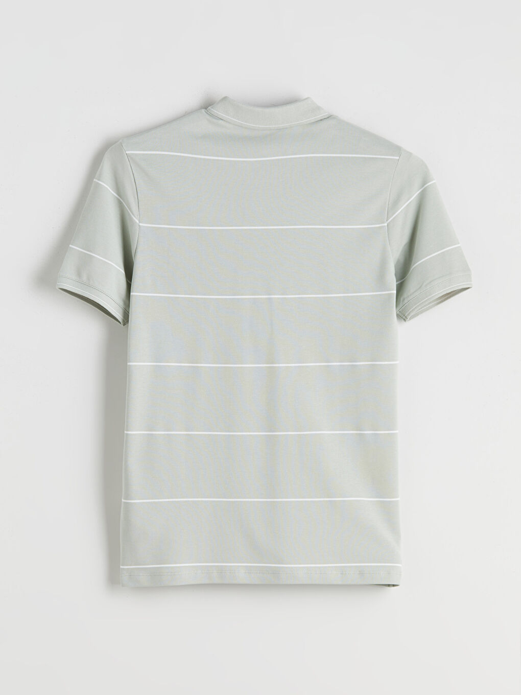 Yeşil Polo Yaka Çizgili Pike Erkek Tişört-5