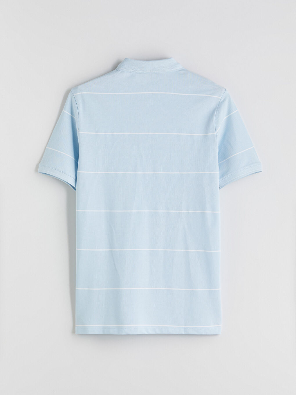 Mavi Polo Yaka Çizgili Pike Erkek Tişört-5