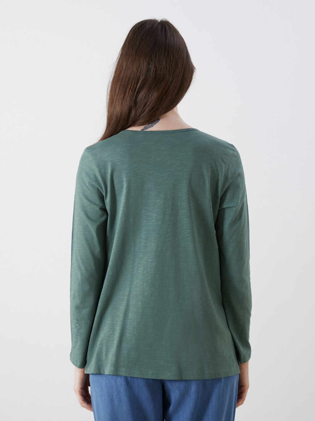 Yeşil Bağlamalı Yaka Nakışlı Bluz-3