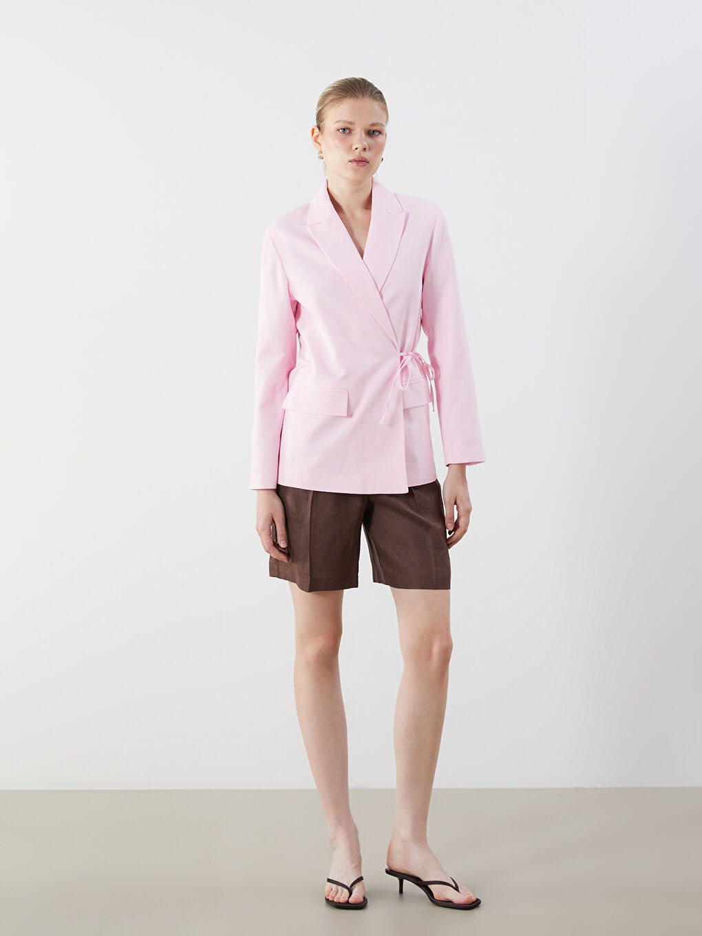 Linen Blend Women's Blazer Jacket -S5PV92Z8-CVR