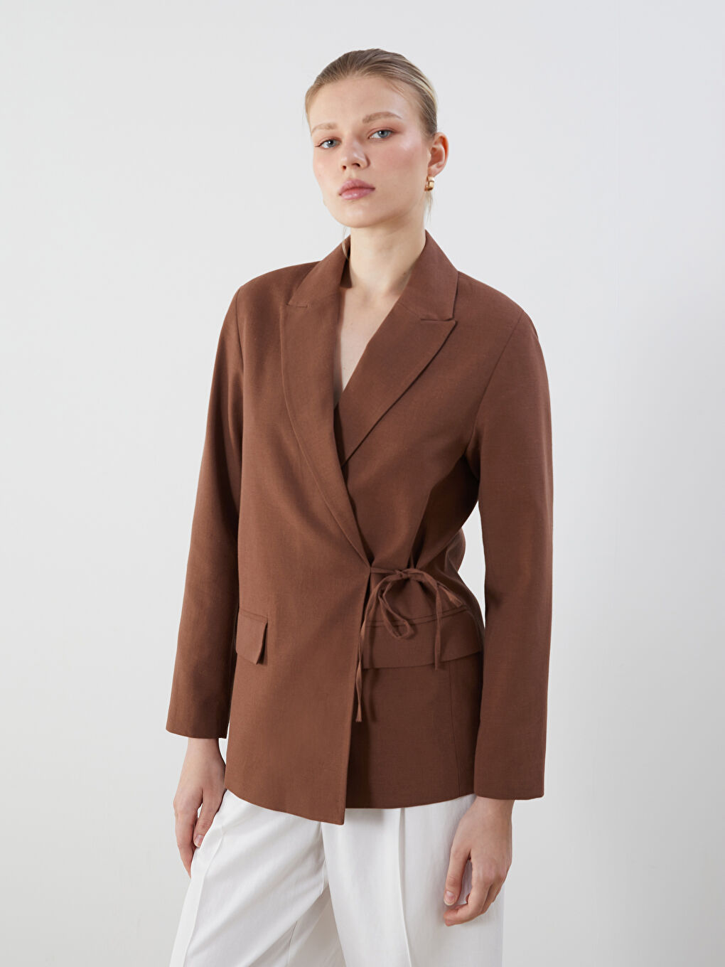Linen Blend Women's Blazer Jacket -S5PV93Z8-CT9