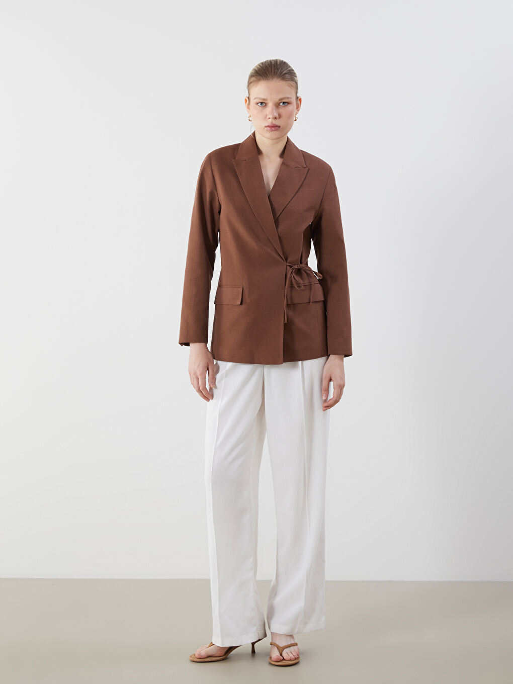 Linen Blend Women's Blazer Jacket -S5PV93Z8-CT9
